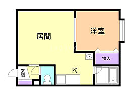 エスポワール薫 1LDKの間取図画像