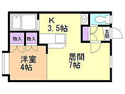 アティック新町 1LDKの間取図画像