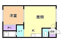 クレイドル303 1DKの間取図画像
