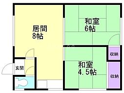 林荘 2DKの間取図画像