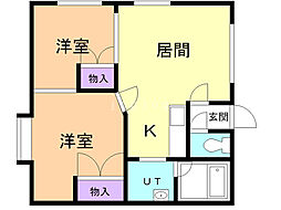 リアル日新B 2LDKの間取図画像