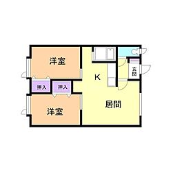 グランド桜木 2LDKの間取図画像