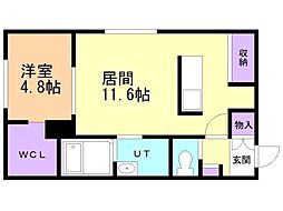norfino Ailes 1階1LDKの間取り