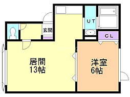 バニヤンコート元町 1LDKの間取図画像