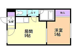 レジデンス青雲A 1DKの間取図画像