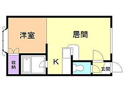 プロムセイントピュール 1DKの間取図画像