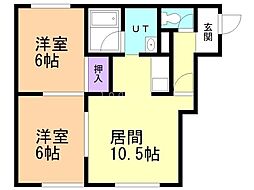 クリスタルハウスレモングラス 2LDKの間取図画像