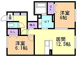 Sakura 2LDKの間取図画像