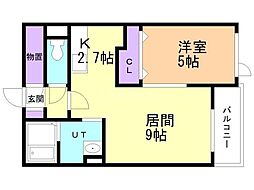 Lien Fort Wakakusa(リアンフォールワカクサ) 1LDKの間取図画像