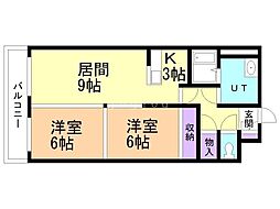 土屋ビル苫小牧 2LDKの間取図画像