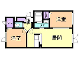 メゾンドソレイユ 2LDKの間取図画像