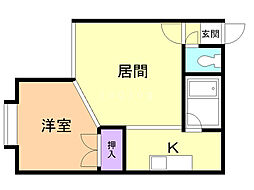 リアル三条 1DKの間取図画像