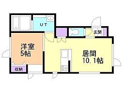 苫小牧市新中野町2丁目アパート 1LDKの間取図画像