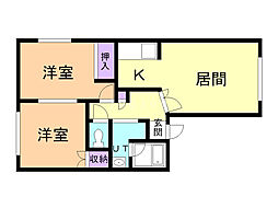 ナシラ・ライズ 2LDKの間取図画像