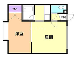 ラポール音羽A 1DKの間取図画像