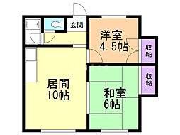 コーポロイヤル 2LDKの間取図画像