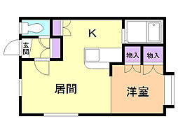 アティック新町 1LDKの間取図画像