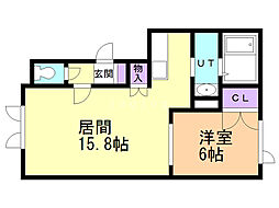 MK-1 1LDKの間取図画像