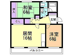 大一コーポ 2LDKの間取図画像