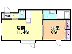 カーサソレイユ明野新町 1LDKの間取図画像