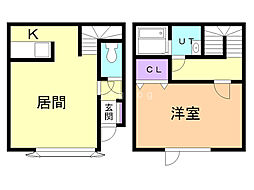 レインボーハウス愛2 1LDKの間取図画像