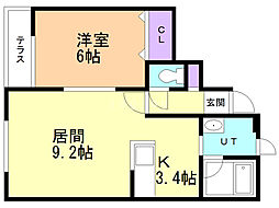 ノースブライト 1LDKの間取図画像