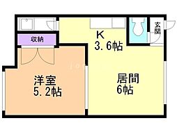 ソレイユプレファイブ 1DKの間取図画像