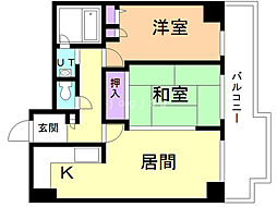 パレス王子第2 2LDKの間取図画像