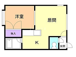 コミニティ明野 1DKの間取図画像