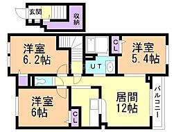 パールオブエビスE 3LDKの間取図画像