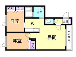 クリークビレッジ2 2LDKの間取図画像