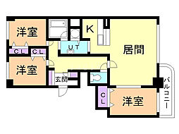 グランドール清水町A 3LDKの間取図画像