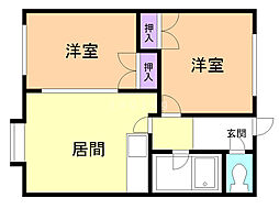ドルチェ日吉A 2LDKの間取図画像