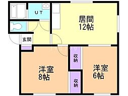 プリンスハイム美園 2LDKの間取図画像