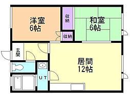 ハイムルーエ 2LDKの間取図画像