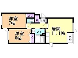 M・アプローズ 2LDKの間取図画像