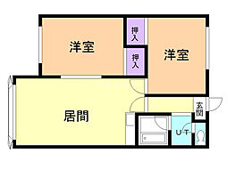 メゾンカルダス 2LDKの間取図画像