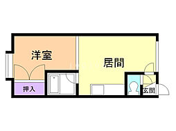 '00ハイツ-サリーレ 1DKの間取図画像