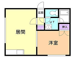 レインボウハウス柏木No.7 1DKの間取図画像