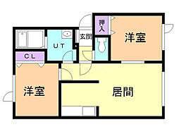 クロス4 2LDKの間取図画像