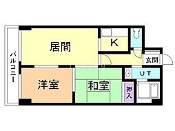 グランドール緑町 2LDKの間取図画像