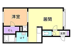 クリークビレッジ3 1LDKの間取図画像
