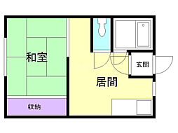 ベルデハイム2 1DKの間取図画像