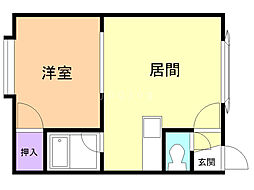 メリディアン 1DKの間取図画像