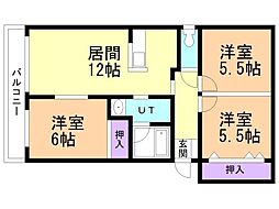 メゾンドソレイユ 3LDKの間取図画像