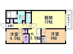 Jステージ拓勇 2LDKの間取図画像