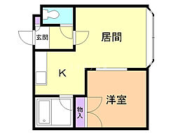 アンビシャス日新A 1DKの間取図画像