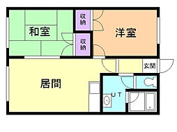 サンコート柏木B 2LDKの間取図画像