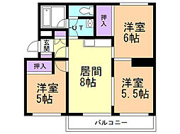 グランドール桜木 3DKの間取図画像