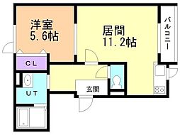 苫小牧市拓勇西町8丁目アパート 1LDKの間取図画像